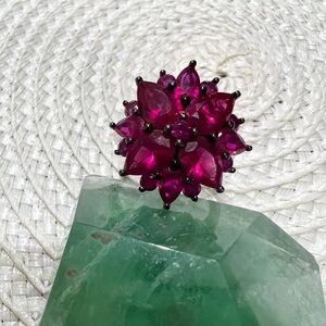 Elegant Lab Created Ruby Red Rhodium over Sterling Silver Women's Ring